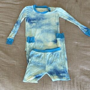 Little Sleepies Tie-Dye Pajama Set - Blue and Cream